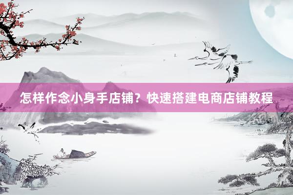 怎样作念小身手店铺？快速搭建电商店铺教程